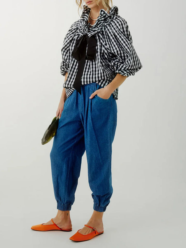 Elara | Women’s Ruffle Collar Bow Tie Blouse