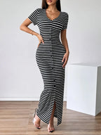 Sienna | Women’s Striped Short Sleeve Commuter Dress