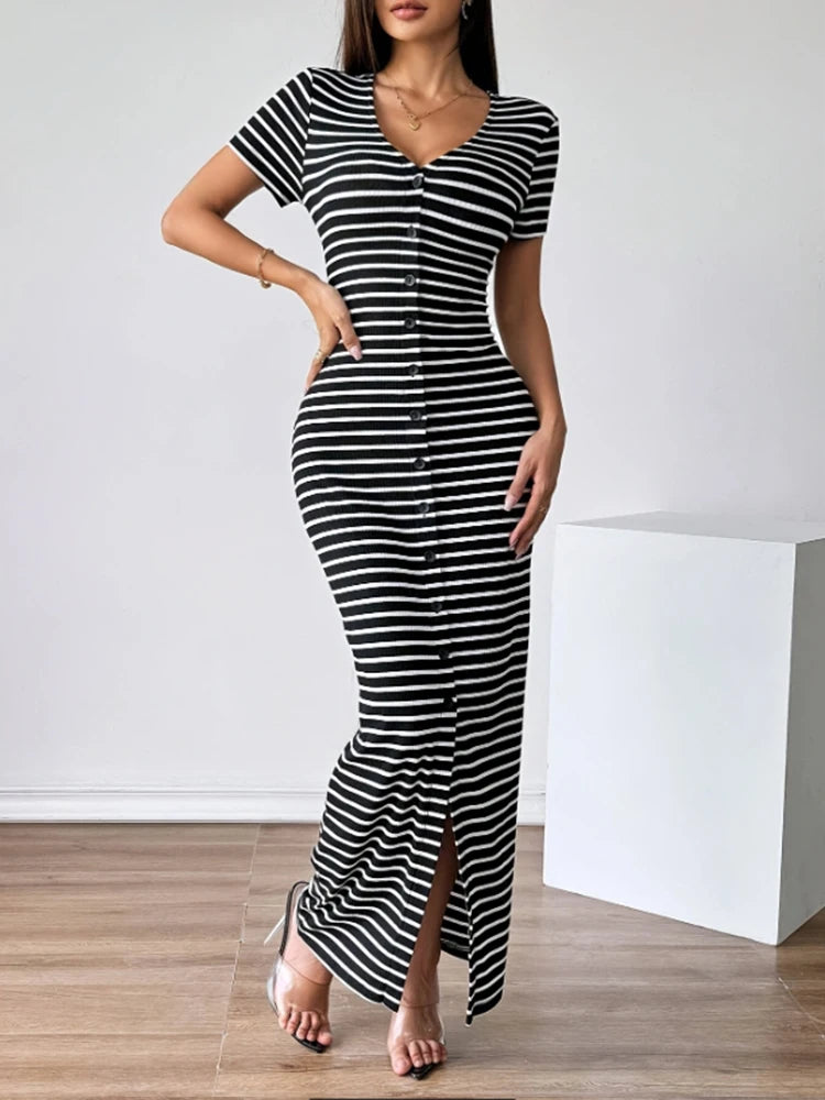 Sienna | Women’s Striped Short Sleeve Commuter Dress