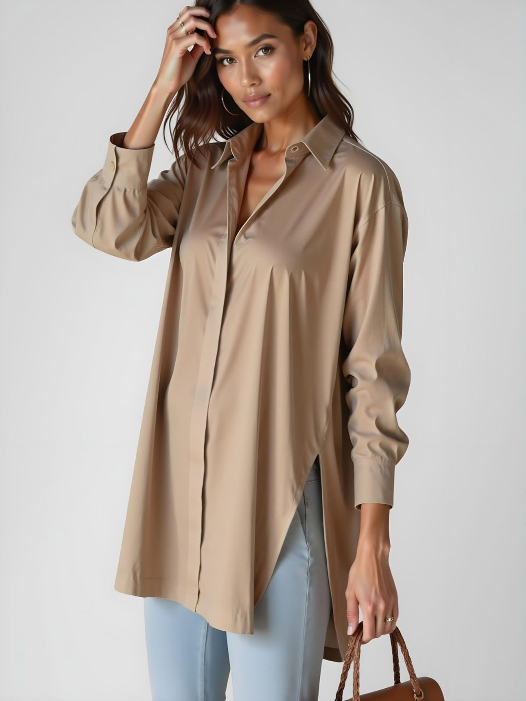 Sienna | Women's Oversized Lapel Shirt Dress Elegant