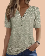 Wren | Women's Floral Print V-Neck Short Sleeve Top