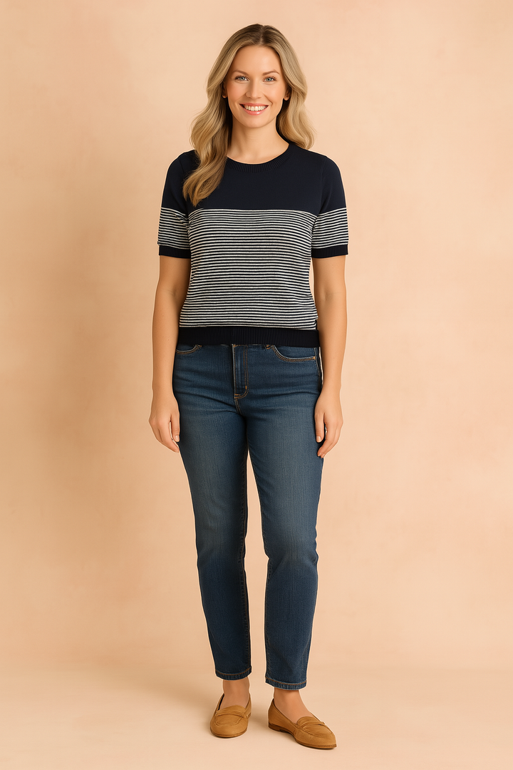 Rowan | Women's Classic Striped Short Sleeve Top