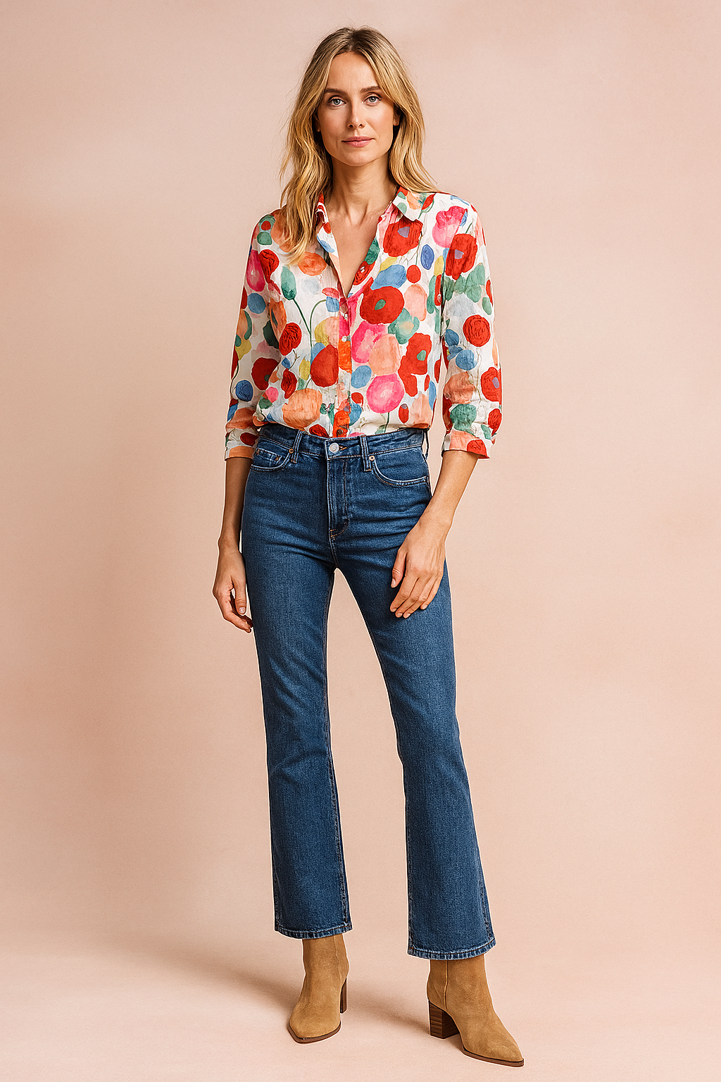 Marlowe | Women's Abstract Print Button Front Shirt Casual