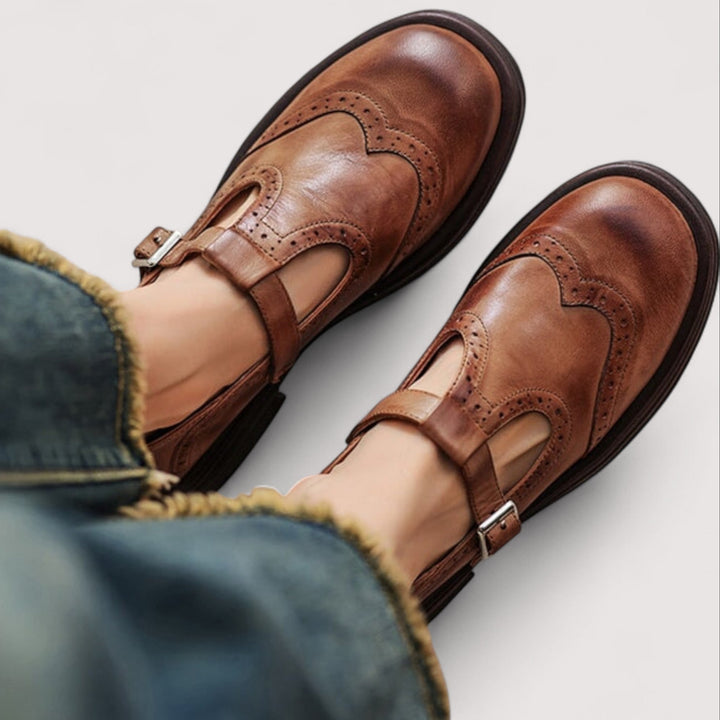 Sienna | Women's T-Bar Leather Flats