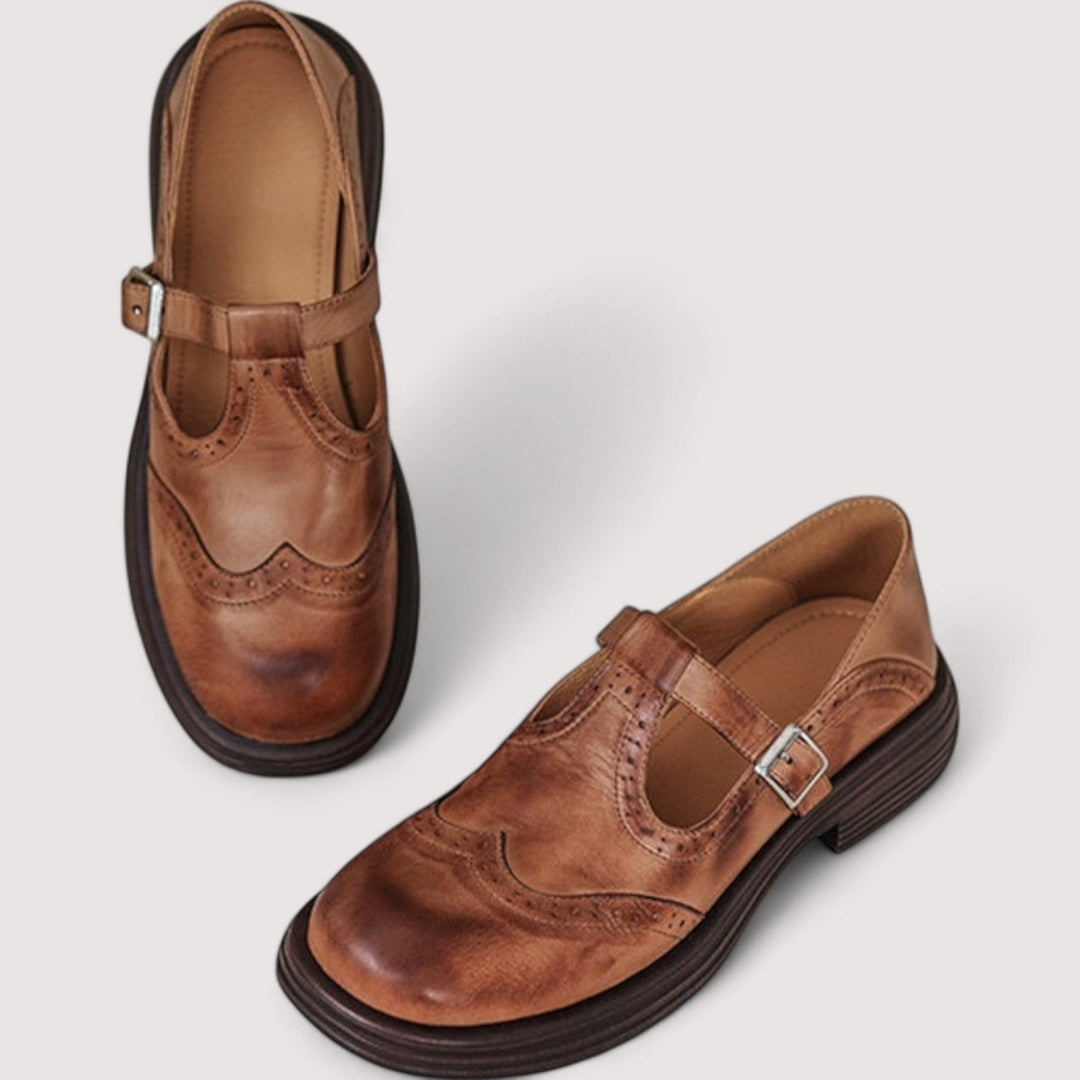 Sienna | Women's T-Bar Leather Flats