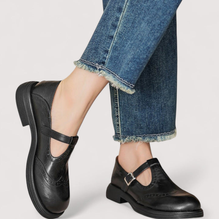 Sienna | Women's T-Bar Leather Flats