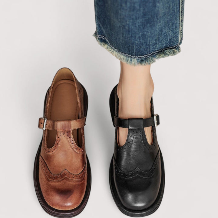 Sienna | Women's T-Bar Leather Flats