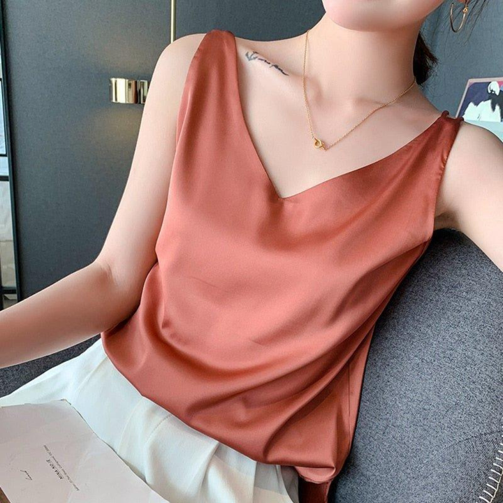 Elara | Women's Silk Strap Tank Top Elegant