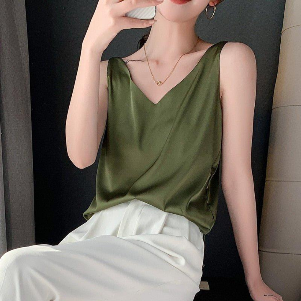 Elara | Women's Silk Strap Tank Top Elegant