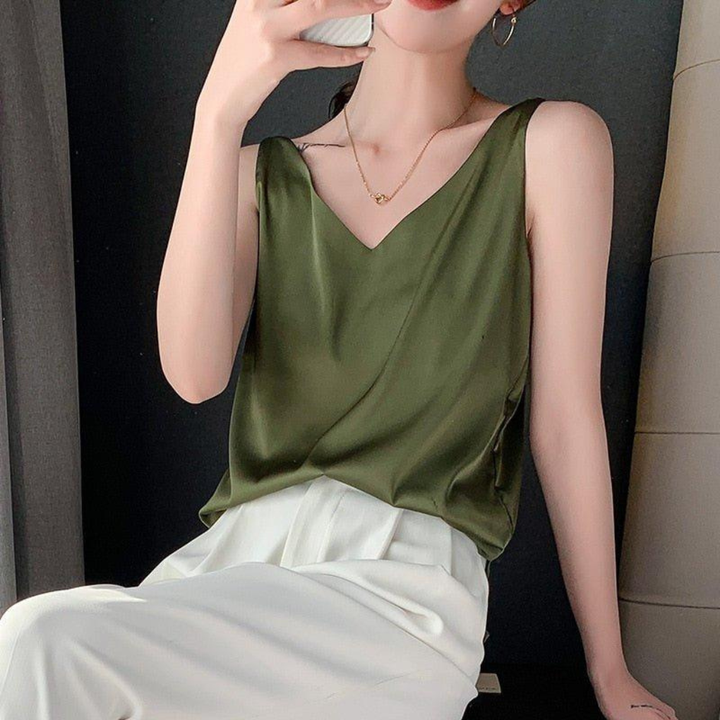 Elara | Women's Silk Strap Tank Top Elegant