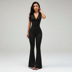 Priya | Women's V Neck Flared Leg Jumpsuit Elegant