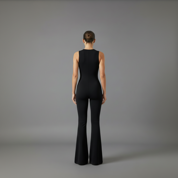 Priya | Women's V Neck Flared Leg Jumpsuit Elegant