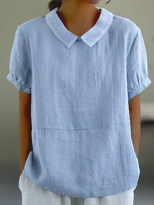 Mette | Women's Short Sleeve Blouse Peter Pan Collar