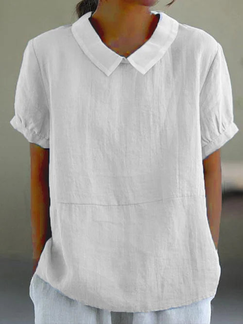 Mette | Women's Short Sleeve Blouse Peter Pan Collar