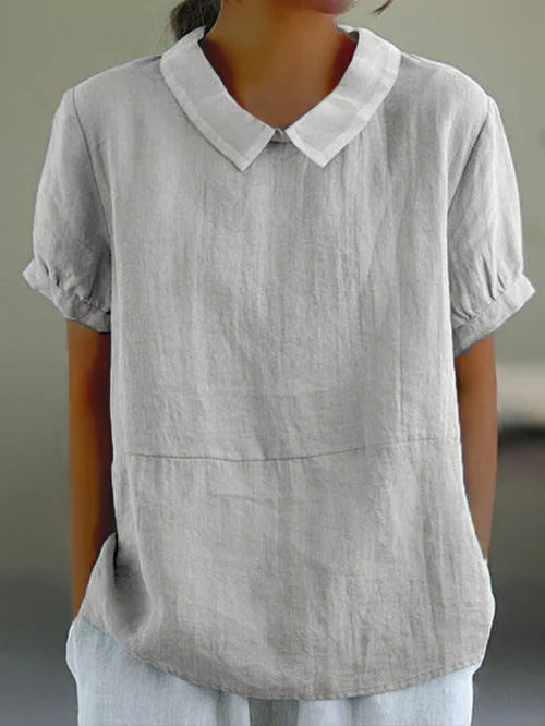 Mette | Women's Short Sleeve Blouse Peter Pan Collar