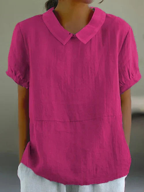 Mette | Women's Short Sleeve Blouse Peter Pan Collar