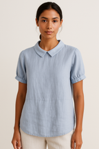 Mette | Women's Short Sleeve Blouse Peter Pan Collar