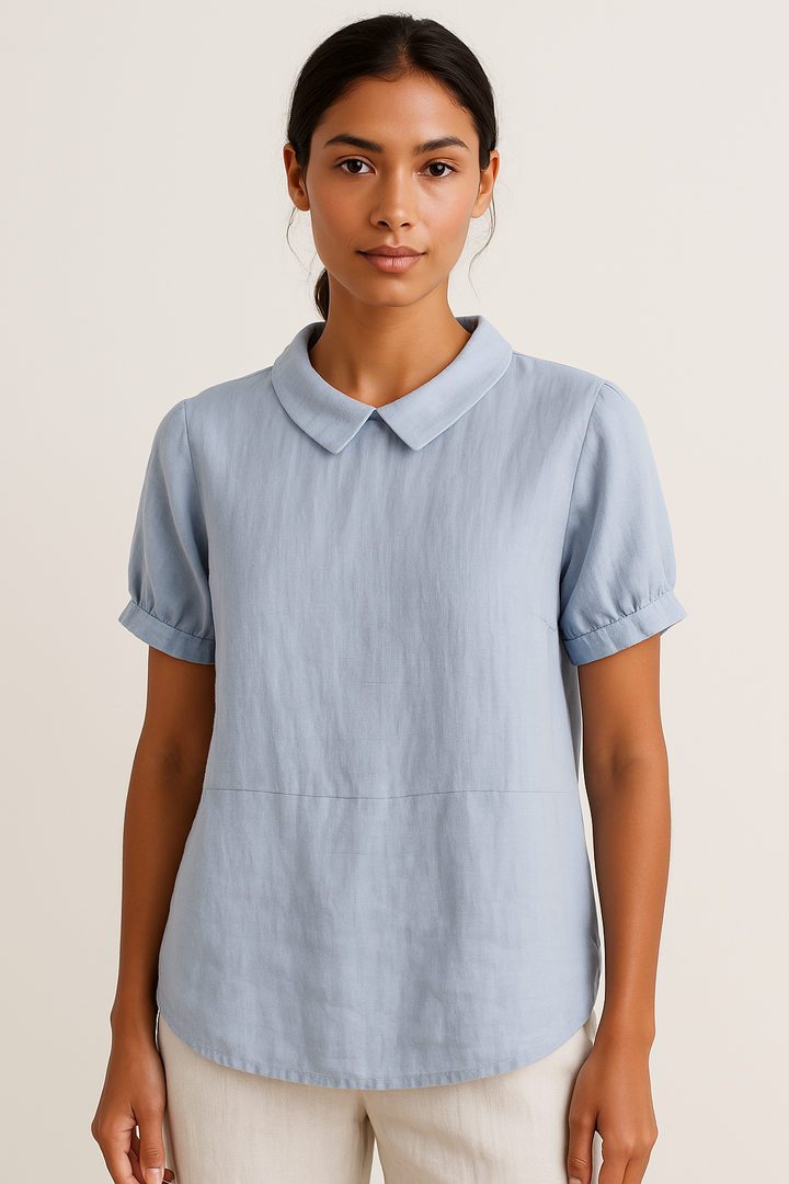 Mette | Women's Short Sleeve Blouse Peter Pan Collar