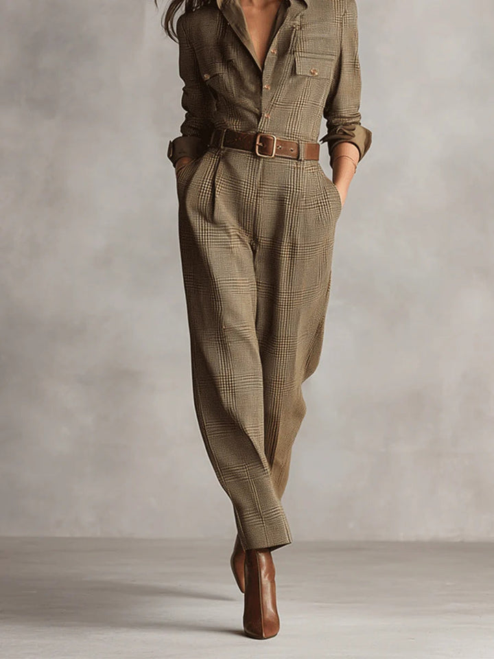 Asha | Women’s Plaid Tailored Wide Leg Jumpsuit