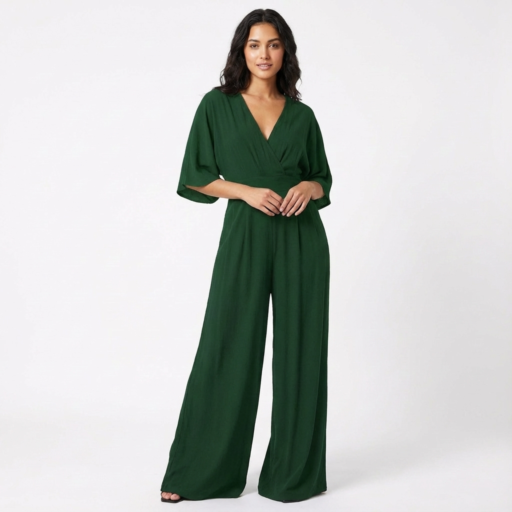 Rosie | Women’s Elegant Wide-Leg Jumpsuit Half Sleeve