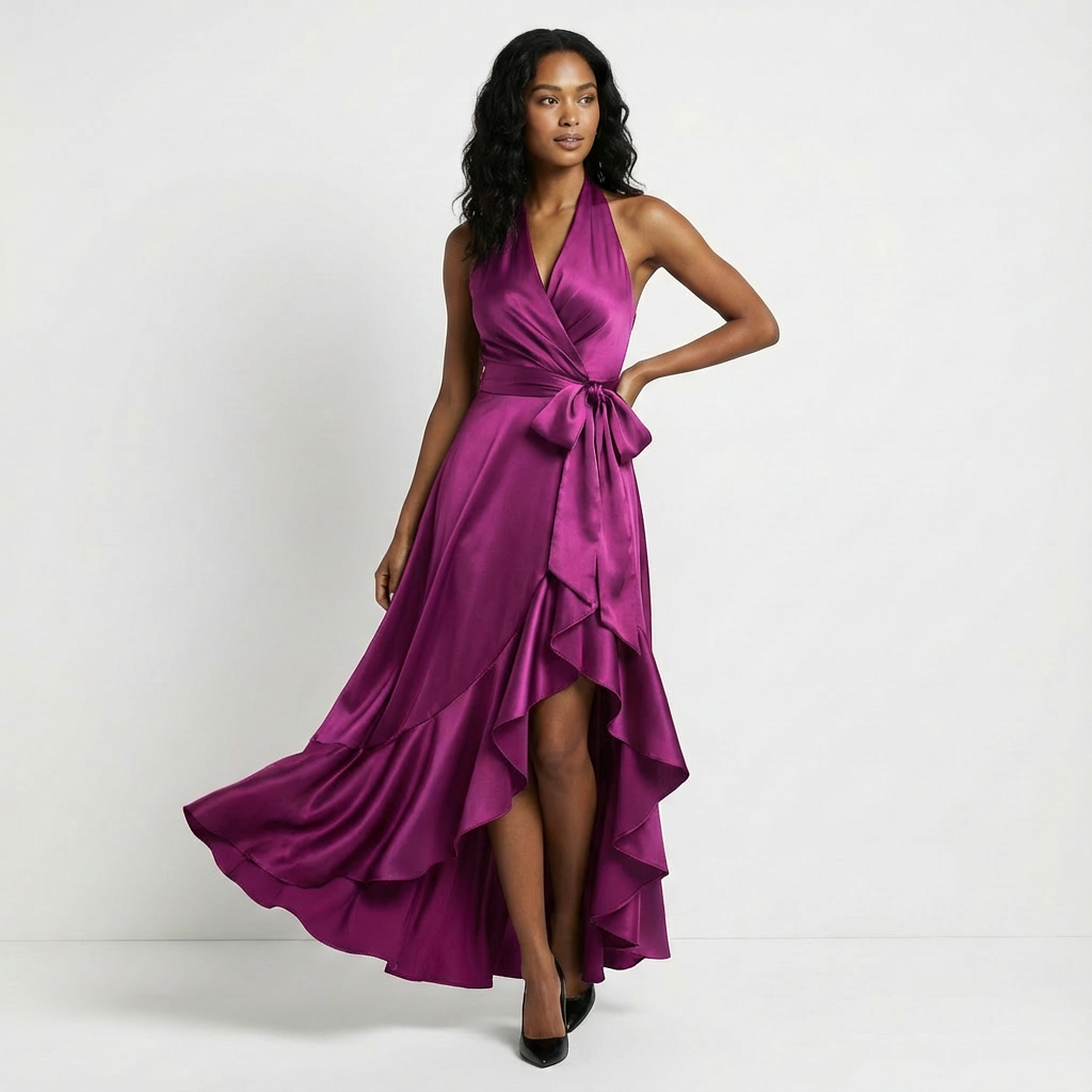 Elaine | Women’s Maxi Wedding Guest Dress Tie Waist Bow