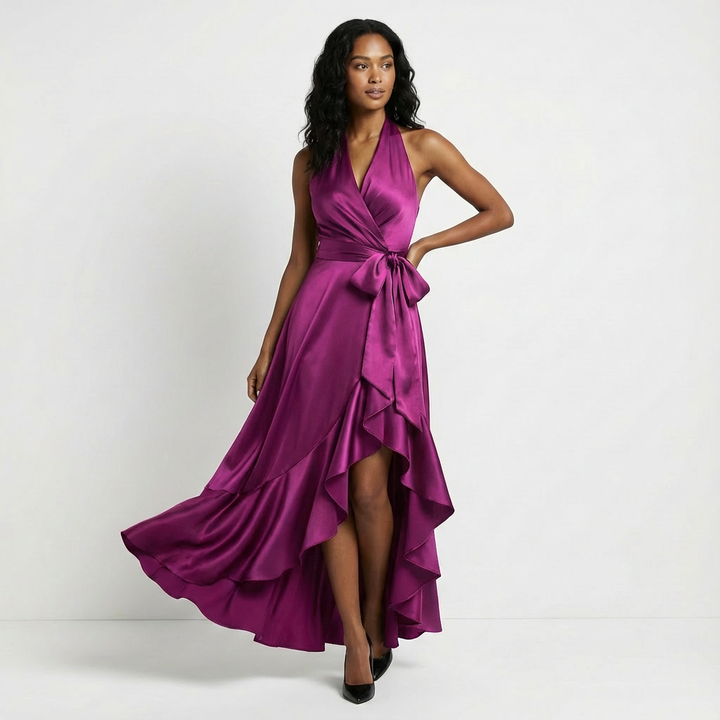 Elaine | Women’s Maxi Wedding Guest Dress Tie Waist Bow