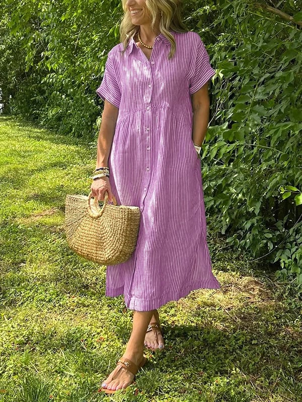 Sutton | Women's Elegant Striped Shirt Dress