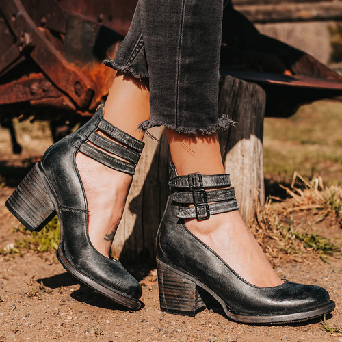 Adele | Women’s Triple Buckle Stacked Heel Sandals