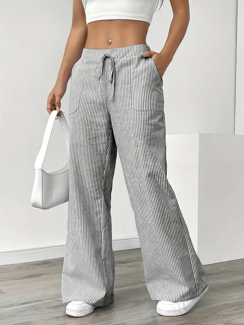 Sutton | Women's Striped Wide Leg Trousers
