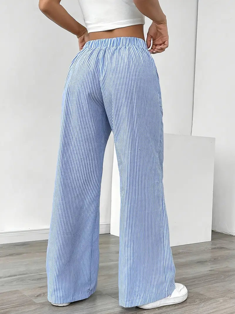 Sutton | Women's Striped Wide Leg Trousers