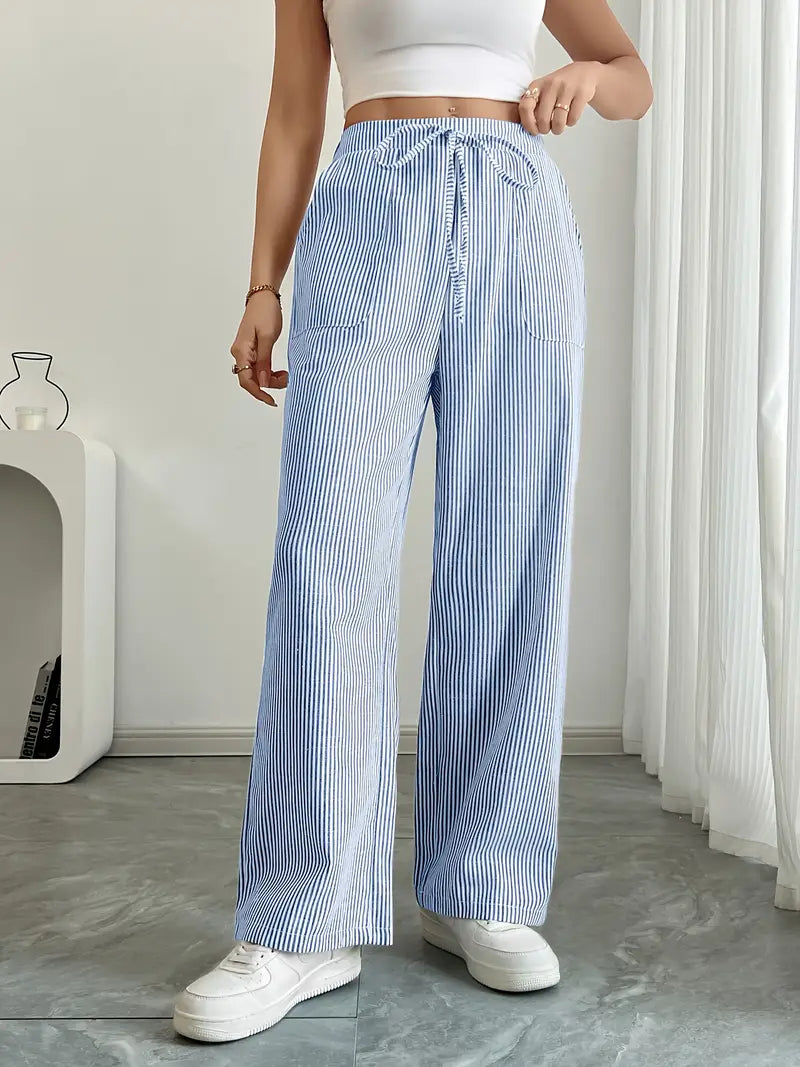 Sutton | Women's Striped Wide Leg Trousers
