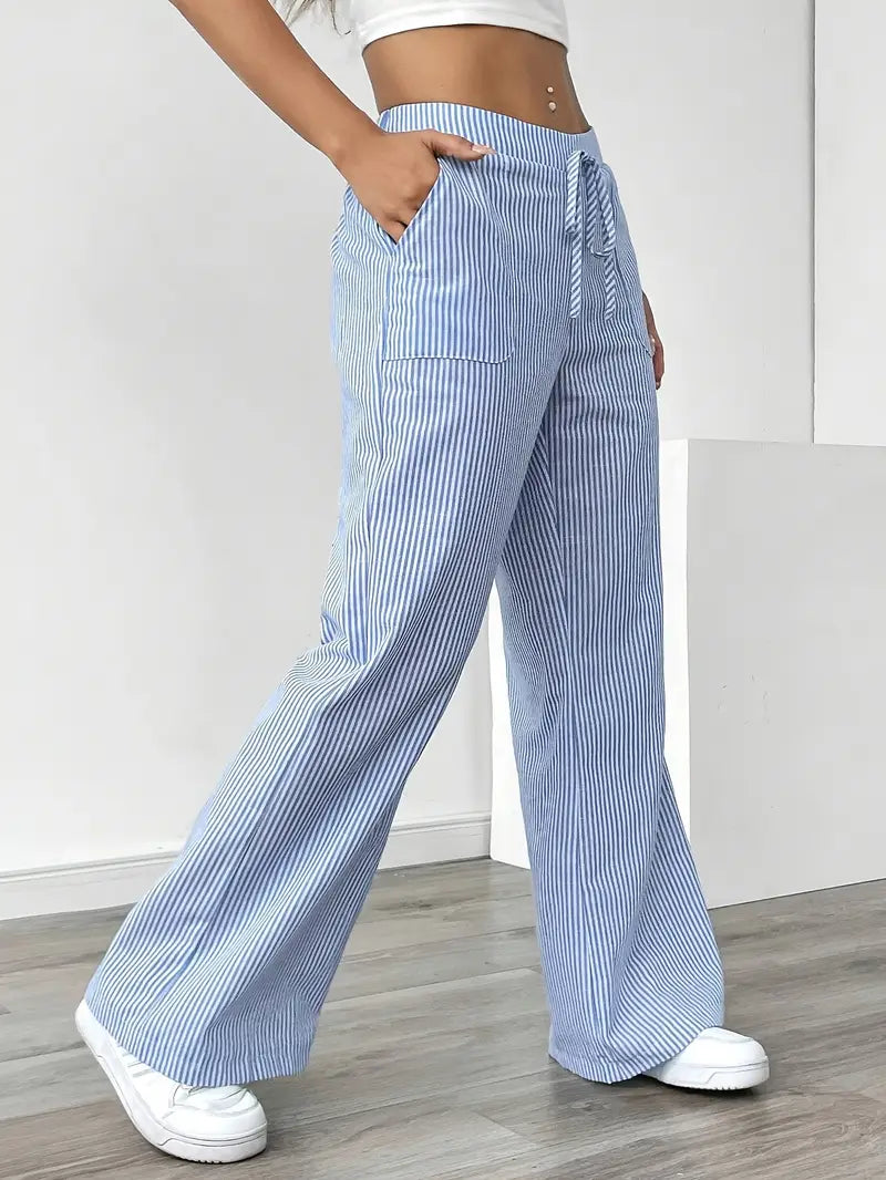 Sutton | Women's Striped Wide Leg Trousers