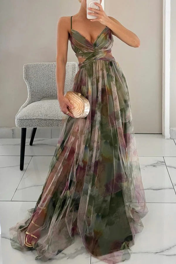 Zaria | Women’s Glamorous Maxi Wedding Guest Dress V-Neck