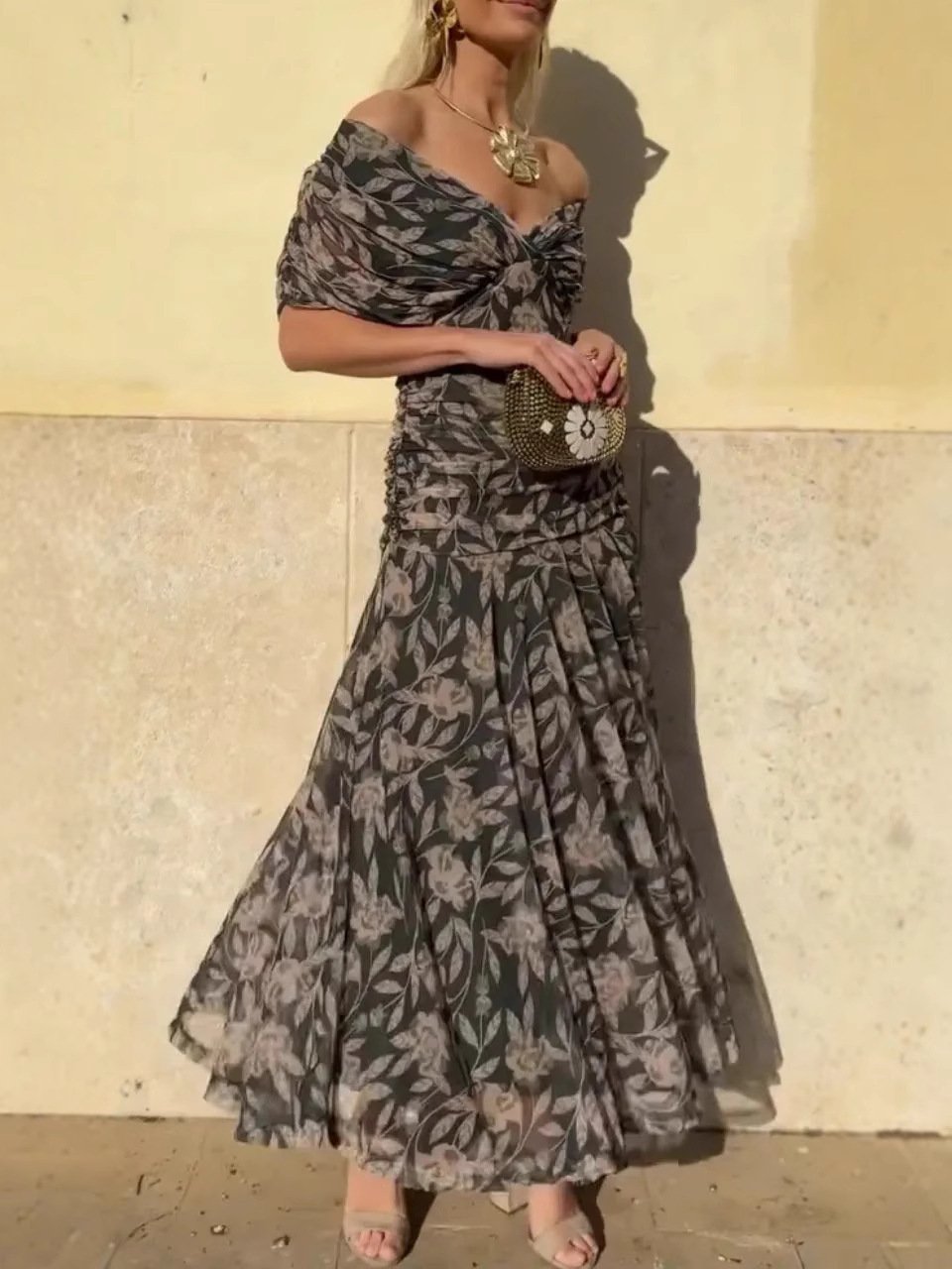 Lennox | Women’s Off-Shoulder Printed Maxi Dress