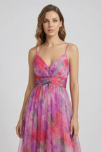 Sienna | Women's Floral Chiffon Maxi Dress Adjustable Elegant