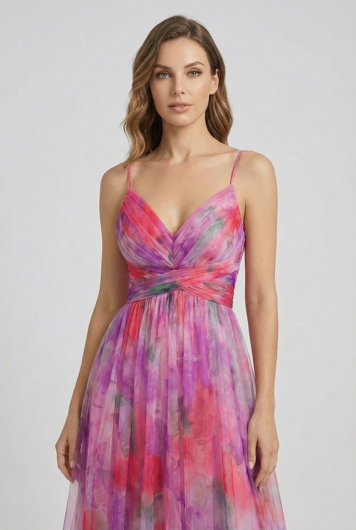 Sienna | Women's Floral Chiffon Maxi Dress Adjustable Elegant