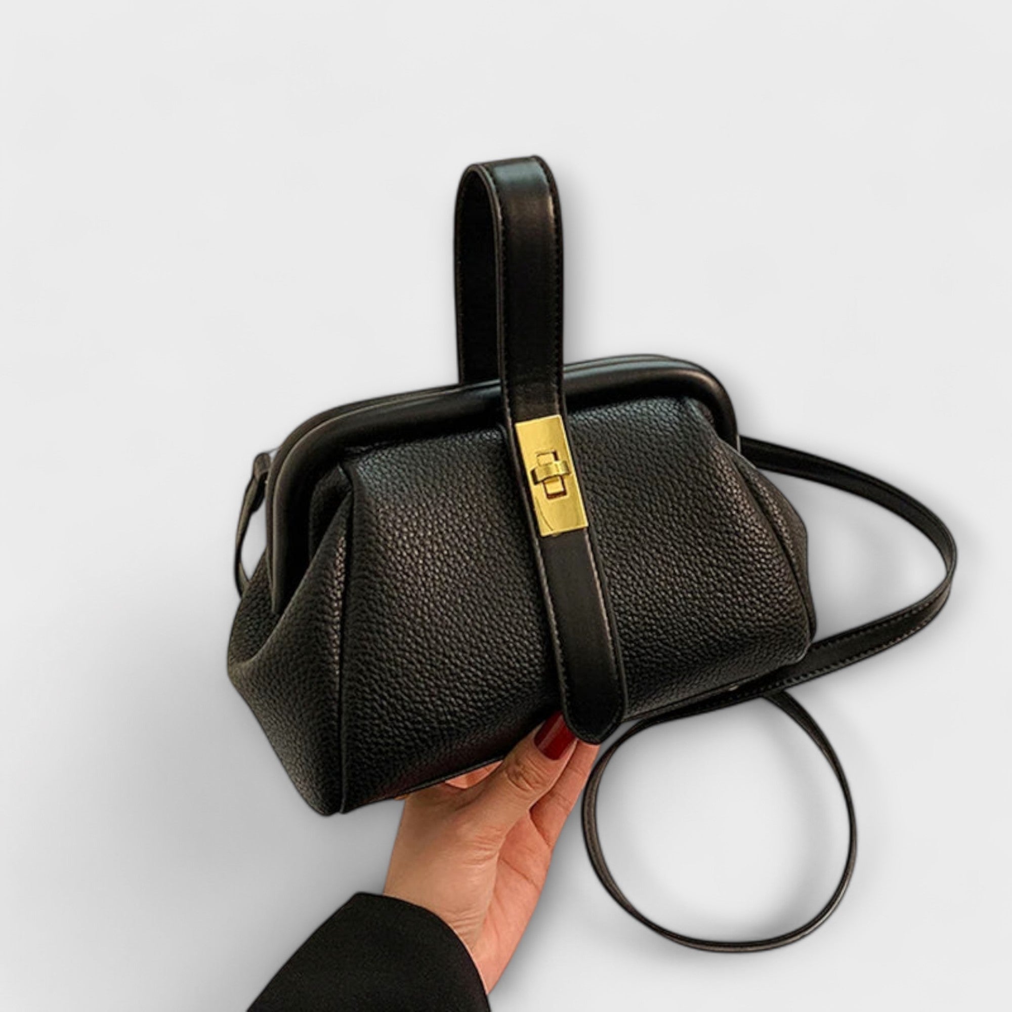 Ivy | Women’s Elegant Brown Mini Handbag with Turn Lock