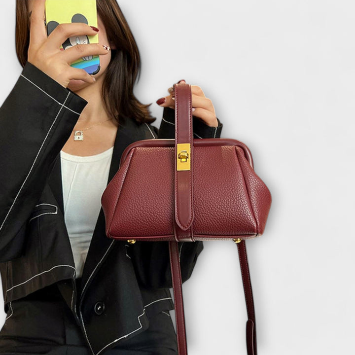 Ivy | Women’s Elegant Brown Mini Handbag with Turn Lock