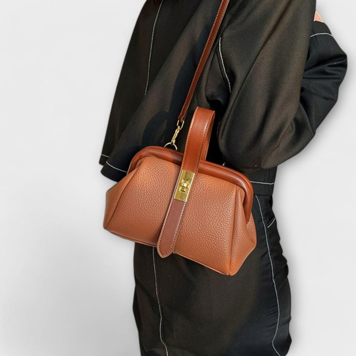 Ivy | Women’s Elegant Brown Mini Handbag with Turn Lock