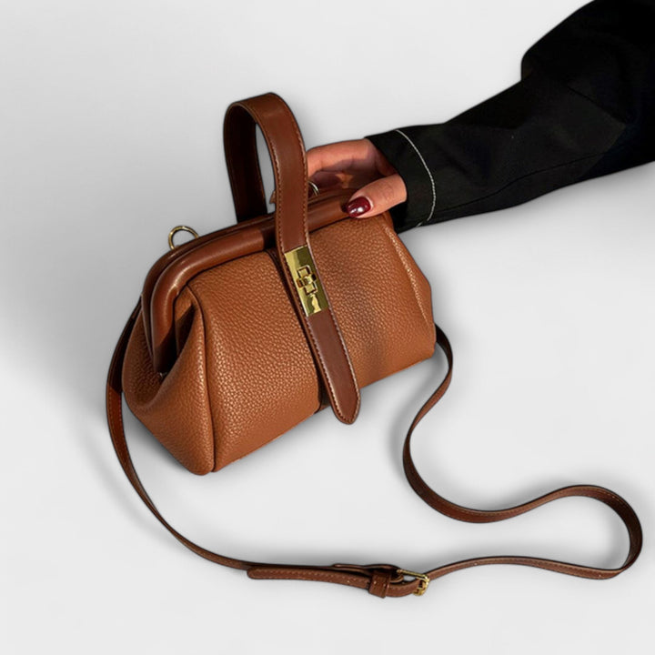 Ivy | Women’s Elegant Brown Mini Handbag with Turn Lock