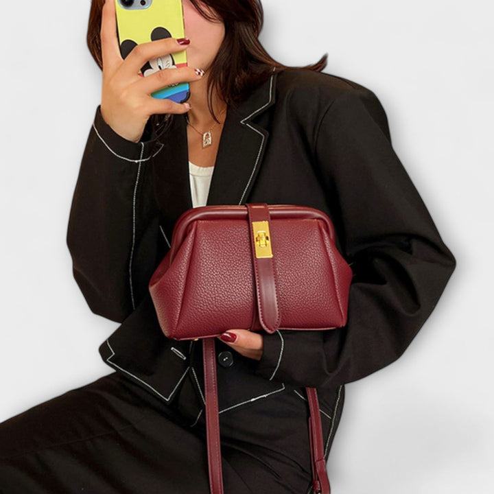 Ivy | Women’s Elegant Brown Mini Handbag with Turn Lock