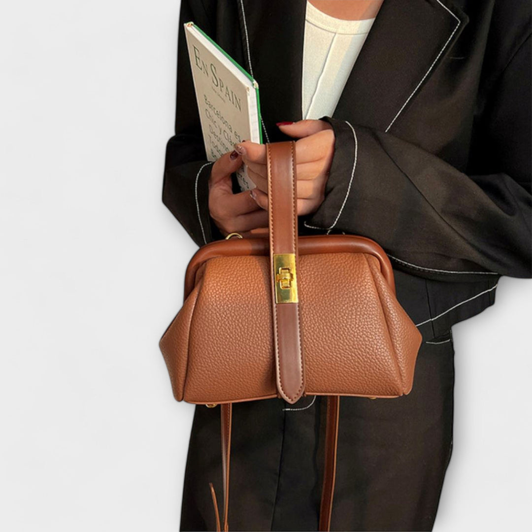Ivy | Women’s Elegant Brown Mini Handbag with Turn Lock