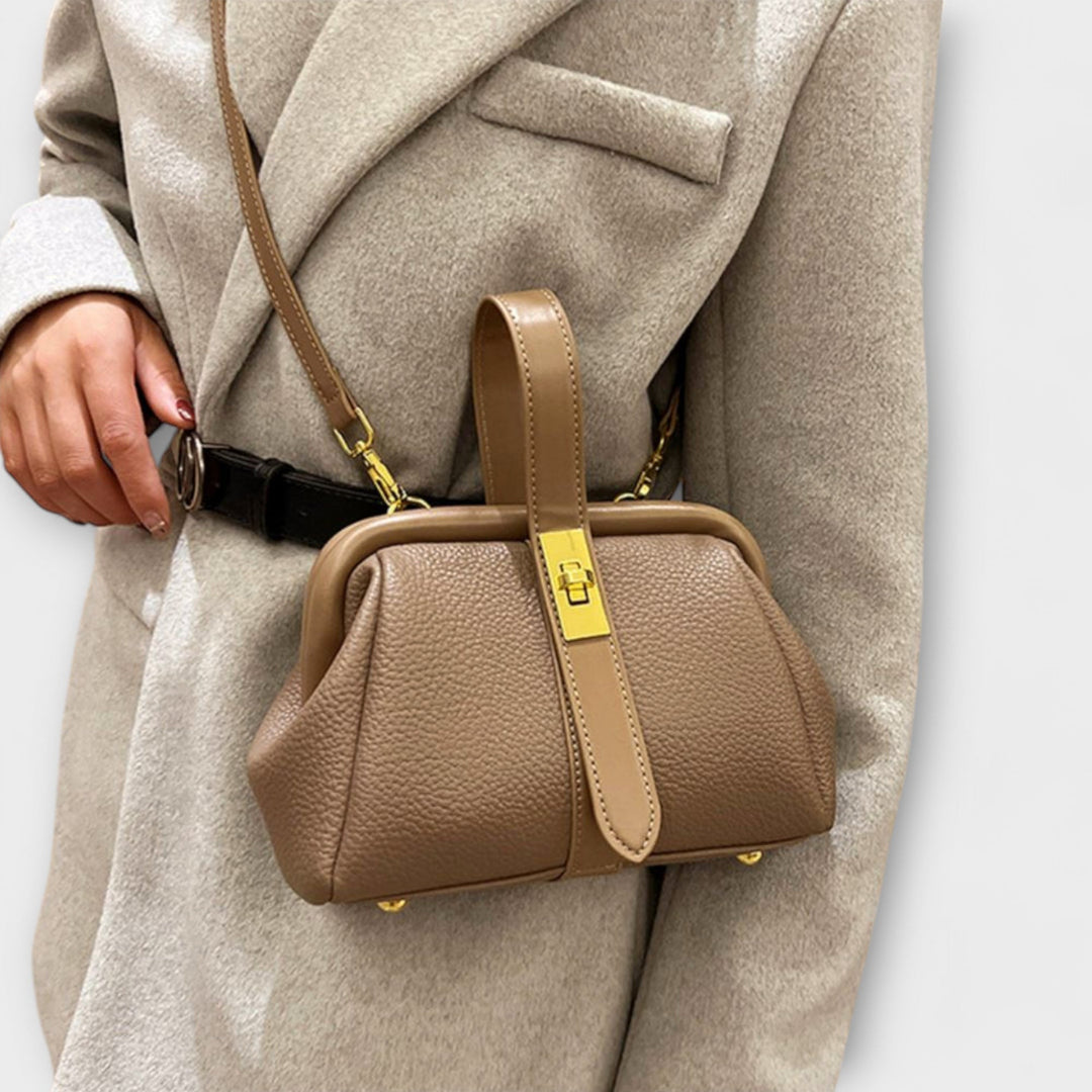 Ivy | Women’s Elegant Brown Mini Handbag with Turn Lock