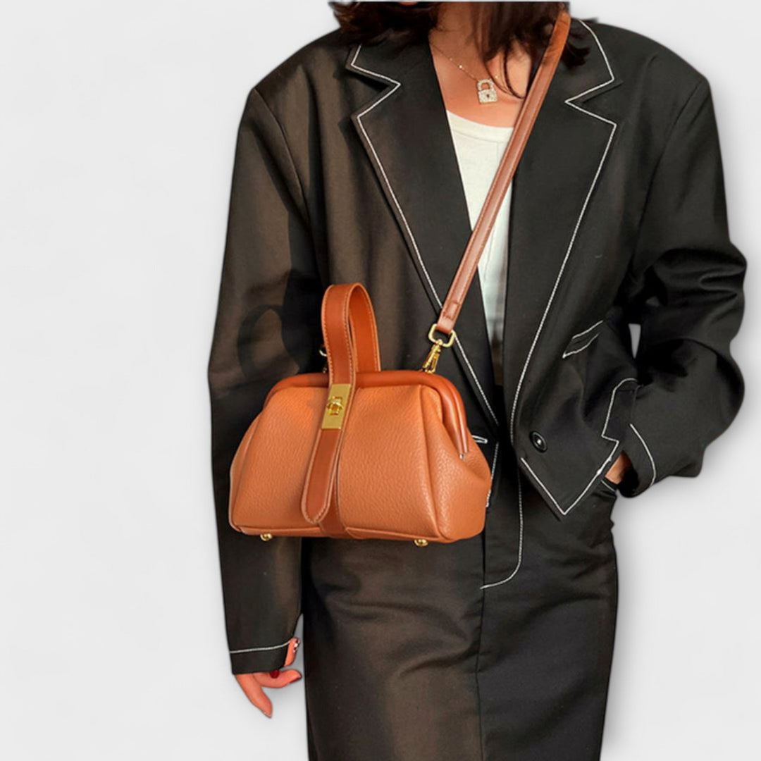Ivy | Women’s Elegant Brown Mini Handbag with Turn Lock