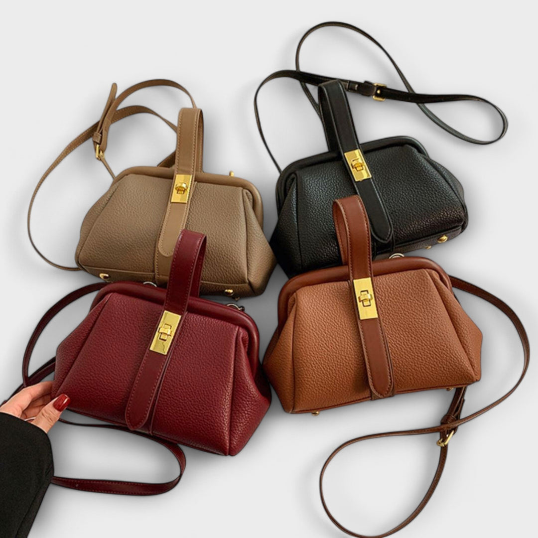 Ivy | Women’s Elegant Brown Mini Handbag with Turn Lock