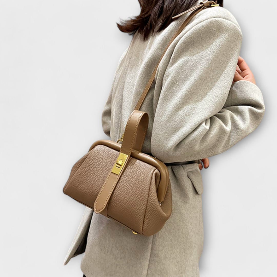 Ivy | Women’s Elegant Brown Mini Handbag with Turn Lock