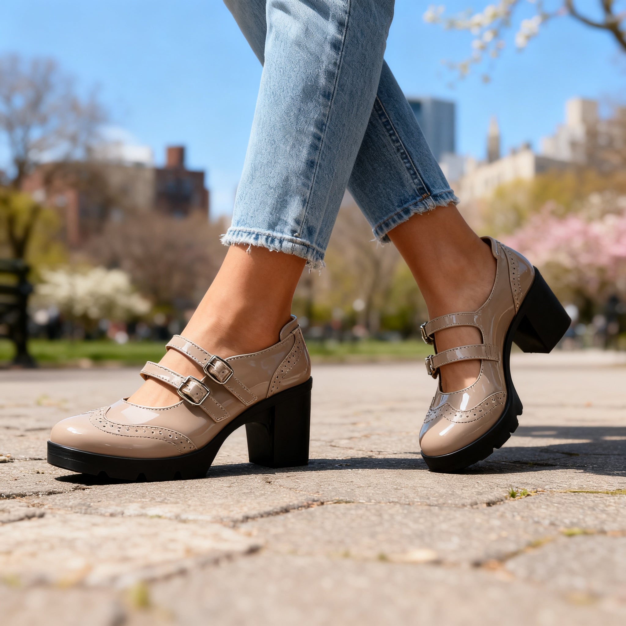 Remi | Women's Platform Mary Jane Brogue Heels