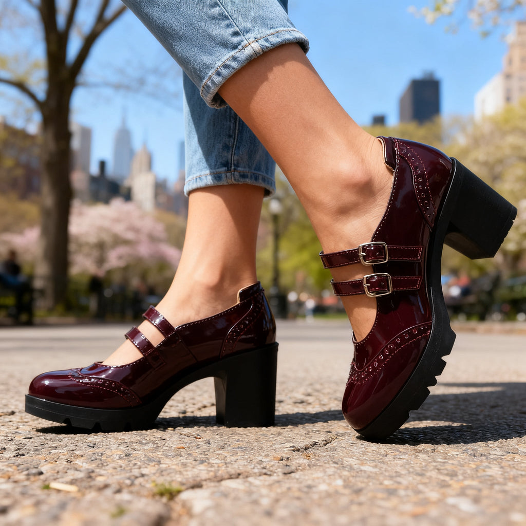 Remi | Women's Platform Mary Jane Brogue Heels