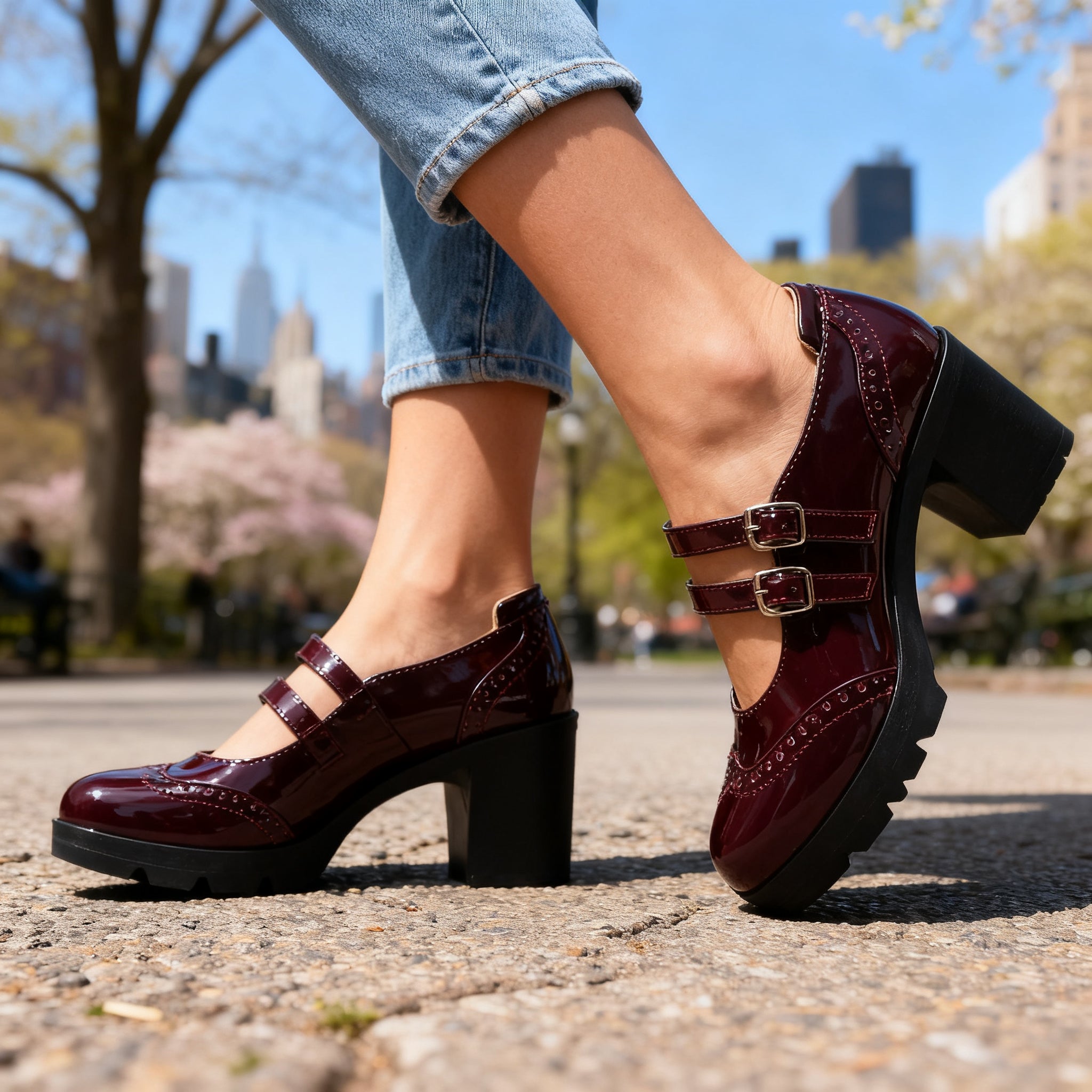Remi | Women's Platform Mary Jane Brogue Heels