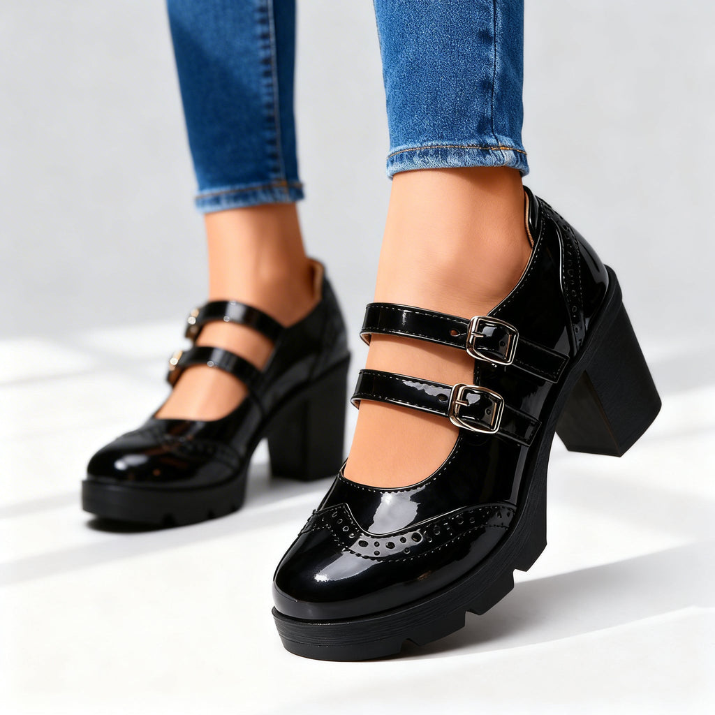 Remi | Women's Platform Mary Jane Brogue Heels